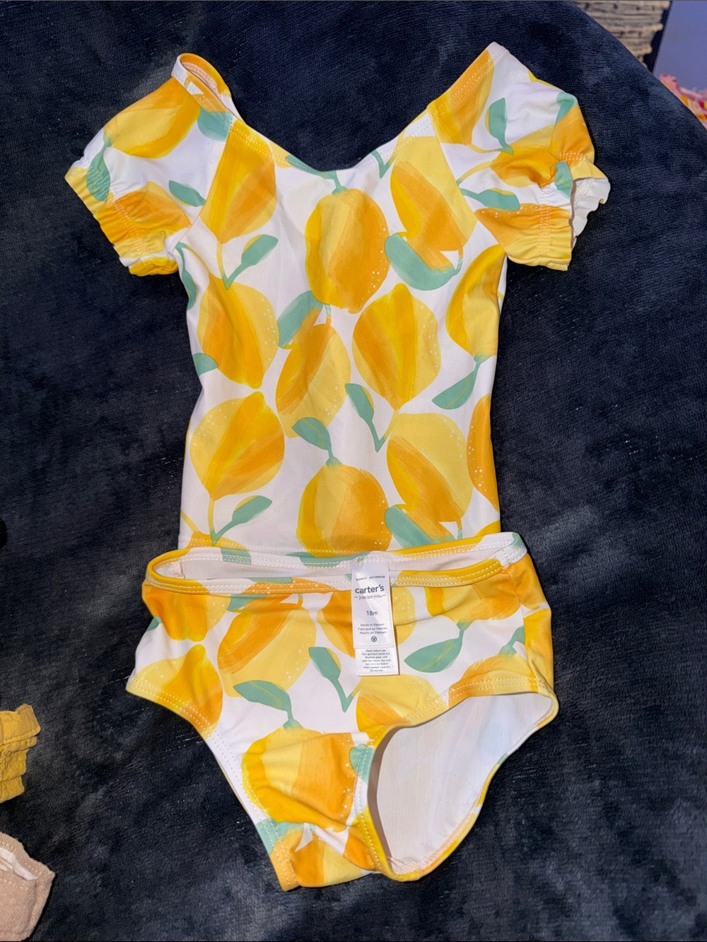 Carter's Yellow Lemon Print Two-Piece Swimsuit